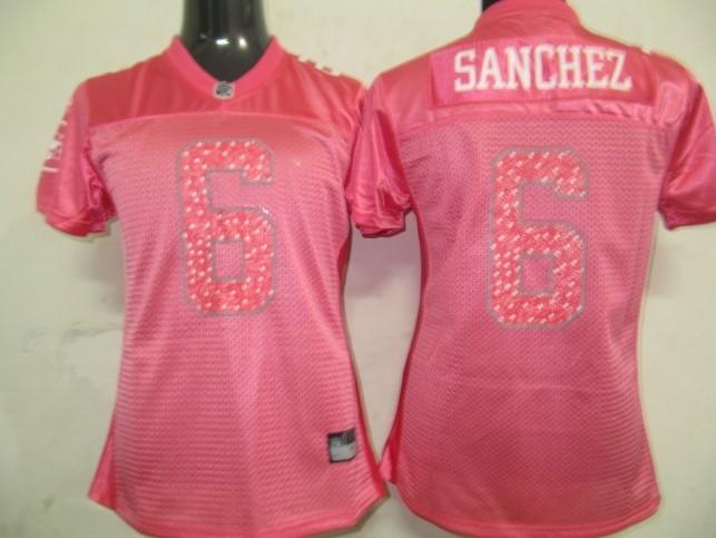 Jets #6 Mark Sanchez Red Women's Sweetheart Stitched NFL Jersey - Click Image to Close